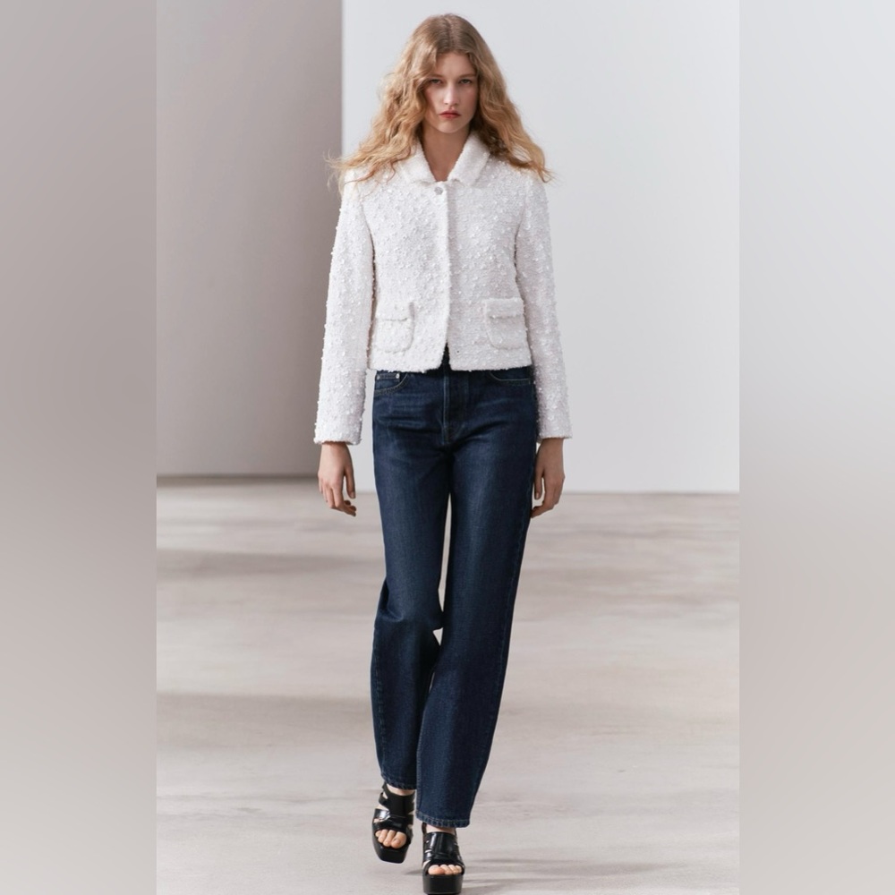 ZARA ZW COLLECTION SEQUIN CROPPED JACKET